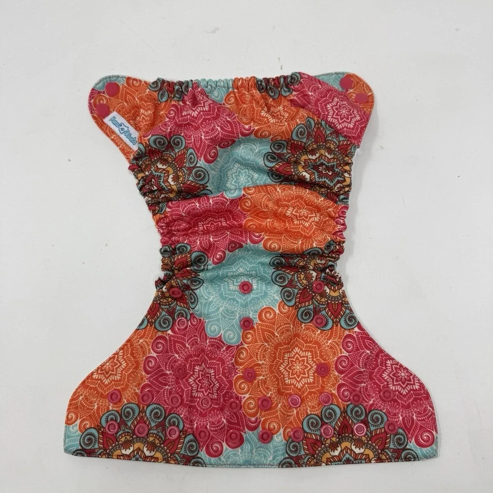 Mama Koala One Size Pocket Cloth Diaper With One Insert Orange Teal Pink